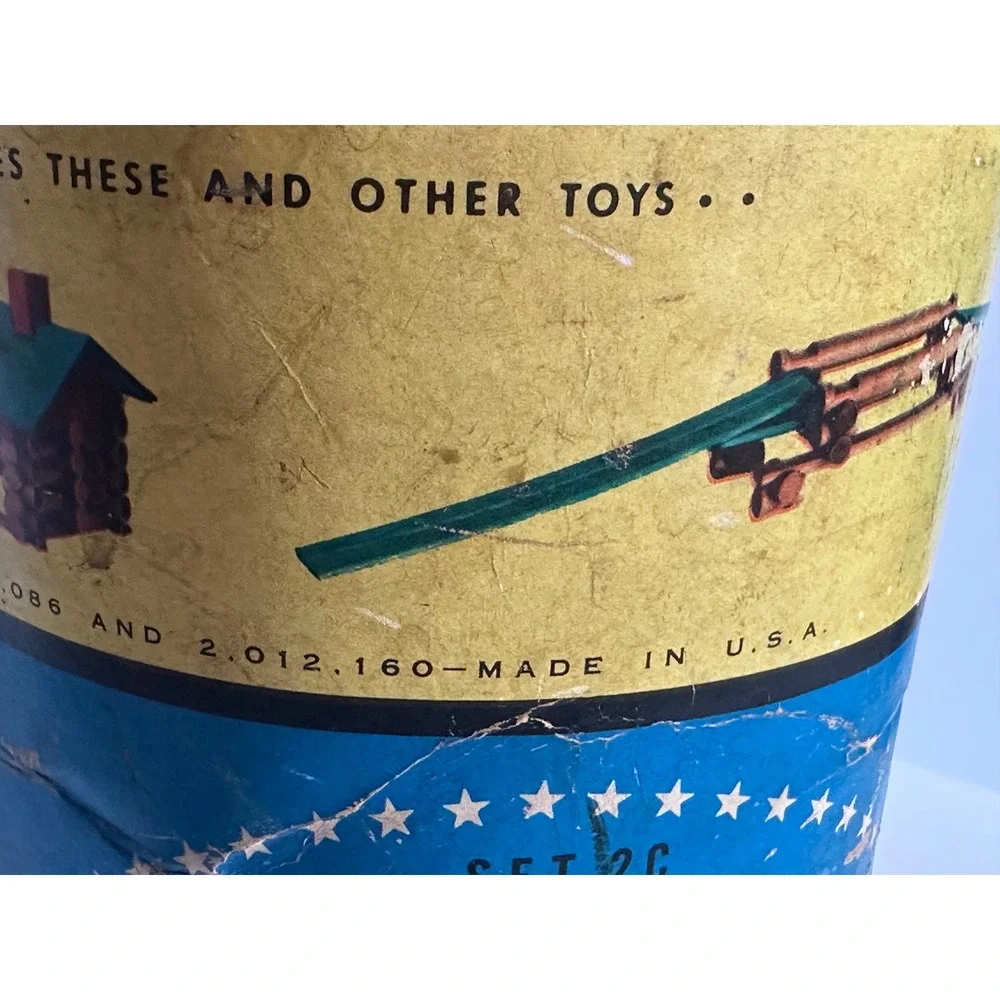 Vintage Lincoln Logs Set 2C Canister Only Storage Tube Chicago IL Original Toy